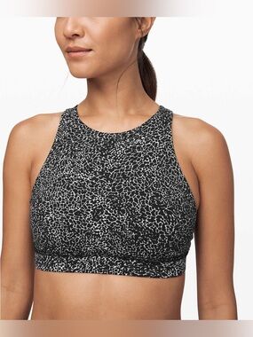 lululemon athletica Black & White Printed Strappy Sports Bra size 6 s/m